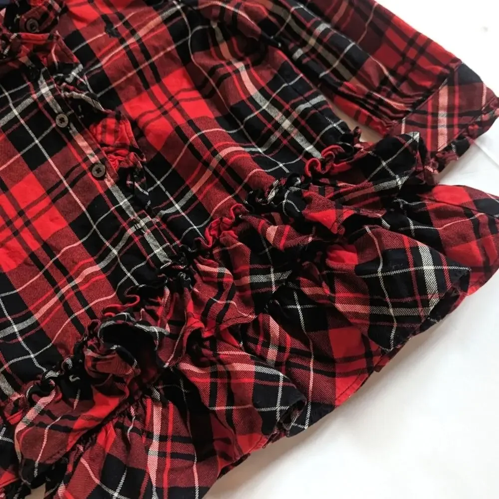 Ralph Lauren Dress Girls Sz 18m Red Plaid Ruffle Preppy Christmas